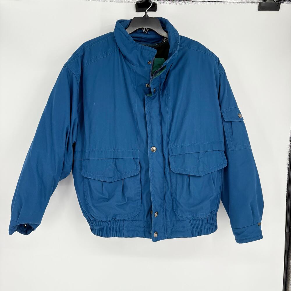 Vintage Mens London Fog Towne Blue Full Zip Lined Ski Puffer Coat Size XL